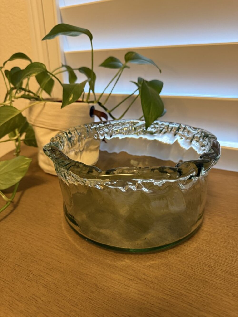 VTG Vidrios San Miguel Freeform Swirl Ocean Wave Sea Glass Serving Bowl